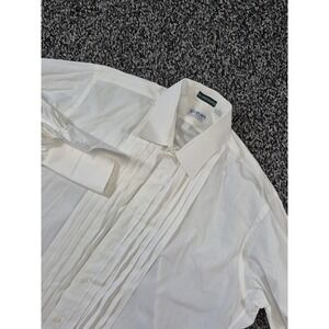 GITMAN‎ Bros Formal Tuxedo Dress Shirt French Cuffs Pleated White 17.5/33 USA